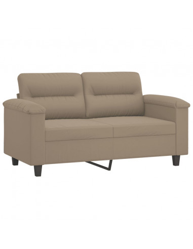 Divano a 2 Posti con Cuscini Tortora 120 cm Tessuto Microfibra