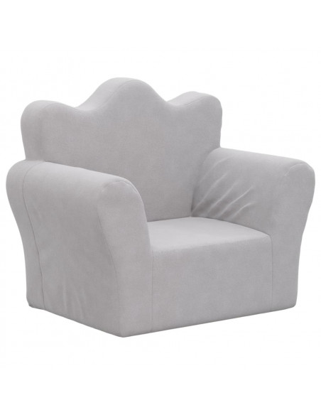 Divano per Bambini Grigio Chiaro in Morbido Peluche