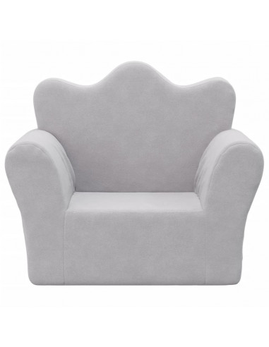 Divano per Bambini Grigio Chiaro in Morbido Peluche