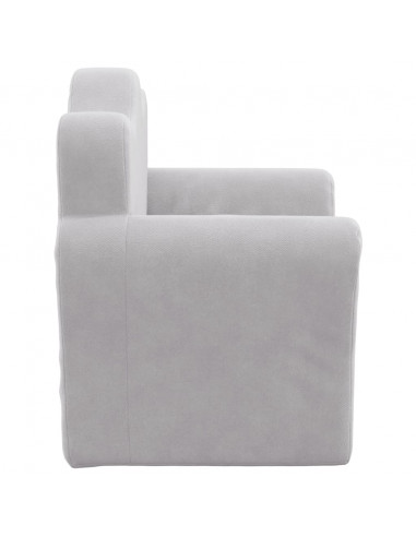 Divano per Bambini Grigio Chiaro in Morbido Peluche