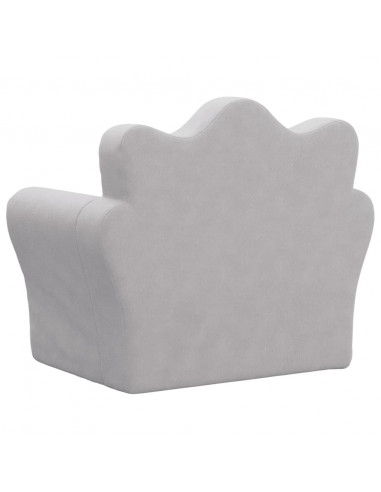 Divano per Bambini Grigio Chiaro in Morbido Peluche
