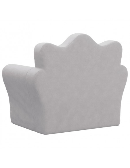 Divano per Bambini Grigio Chiaro in Morbido Peluche