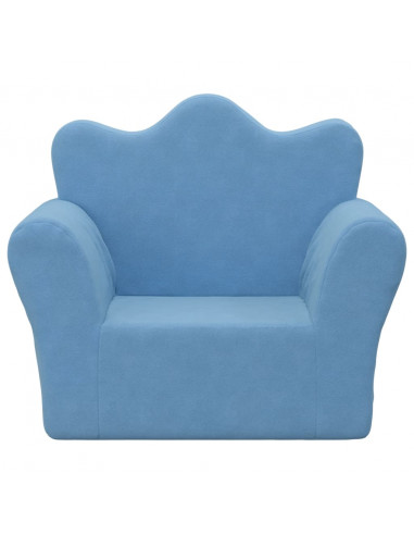 Divano per Bambini Blu in Morbido Peluche