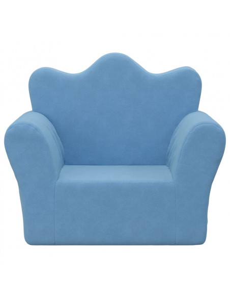 Divano per Bambini Blu in Morbido Peluche