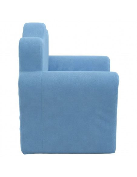 Divano per Bambini Blu in Morbido Peluche
