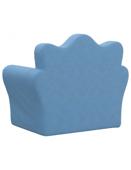 Divano per Bambini Blu in Morbido Peluche