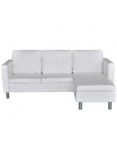 Divano Modulare 3 Posti in Pelle Artificiale Bianco