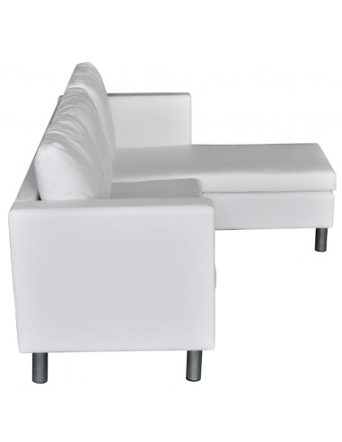 Divano Modulare 3 Posti in Pelle Artificiale Bianco
