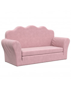 Divano Letto per Bambini a 2 Posti Rosa in Morbido Peluche