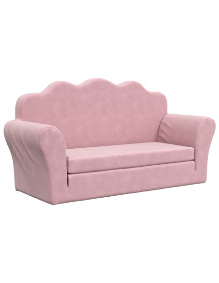 Divano Letto per Bambini a 2 Posti Rosa in Morbido Peluche