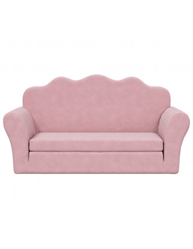 Divano Letto per Bambini a 2 Posti Rosa in Morbido Peluche