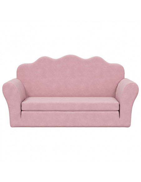 Divano Letto per Bambini a 2 Posti Rosa in Morbido Peluche