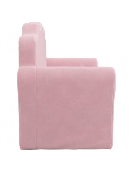 Divano Letto per Bambini a 2 Posti Rosa in Morbido Peluche
