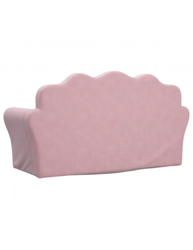Divano Letto per Bambini a 2 Posti Rosa in Morbido Peluche