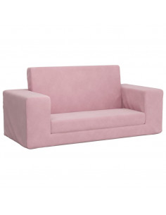 Divano Letto per Bambini a 2 Posti Rosa in Morbido Peluche