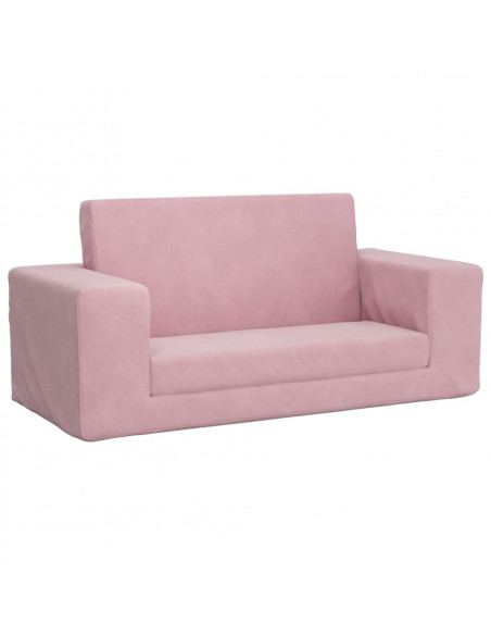 Divano Letto per Bambini a 2 Posti Rosa in Morbido Peluche