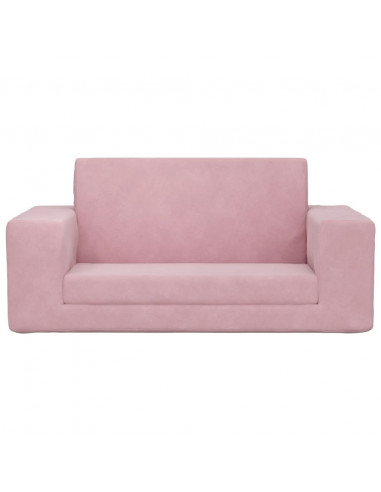 Divano Letto per Bambini a 2 Posti Rosa in Morbido Peluche