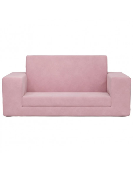 Divano Letto per Bambini a 2 Posti Rosa in Morbido Peluche