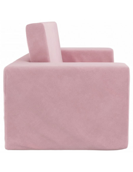Divano Letto per Bambini a 2 Posti Rosa in Morbido Peluche