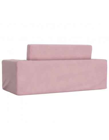 Divano Letto per Bambini a 2 Posti Rosa in Morbido Peluche