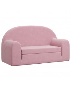 Divano Letto per Bambini a 2 Posti Rosa in Morbido Peluche