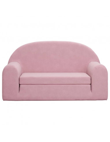 Divano Letto per Bambini a 2 Posti Rosa in Morbido Peluche