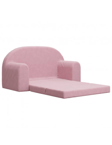 Divano Letto per Bambini a 2 Posti Rosa in Morbido Peluche