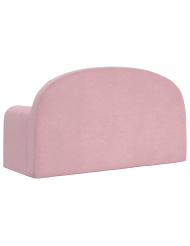 Divano Letto per Bambini a 2 Posti Rosa in Morbido Peluche