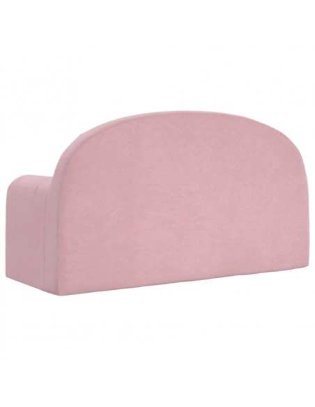 Divano Letto per Bambini a 2 Posti Rosa in Morbido Peluche