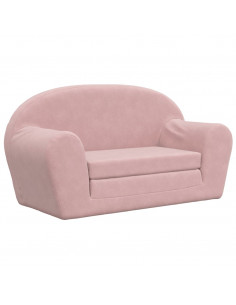Divano Letto per Bambini a 2 Posti Rosa in Morbido Peluche