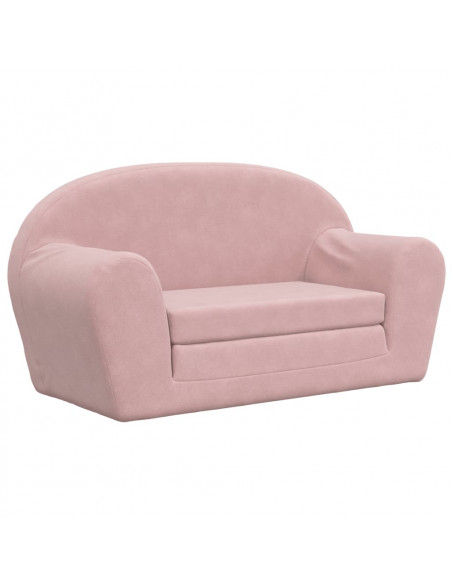 Divano Letto per Bambini a 2 Posti Rosa in Morbido Peluche