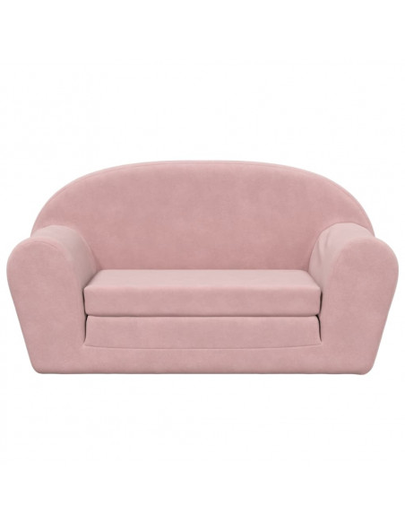 Divano Letto per Bambini a 2 Posti Rosa in Morbido Peluche