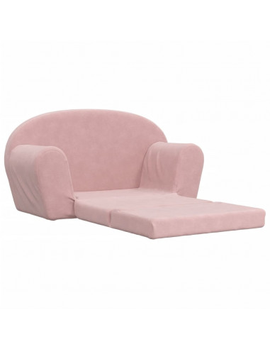 Divano Letto per Bambini a 2 Posti Rosa in Morbido Peluche