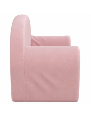 Divano Letto per Bambini a 2 Posti Rosa in Morbido Peluche
