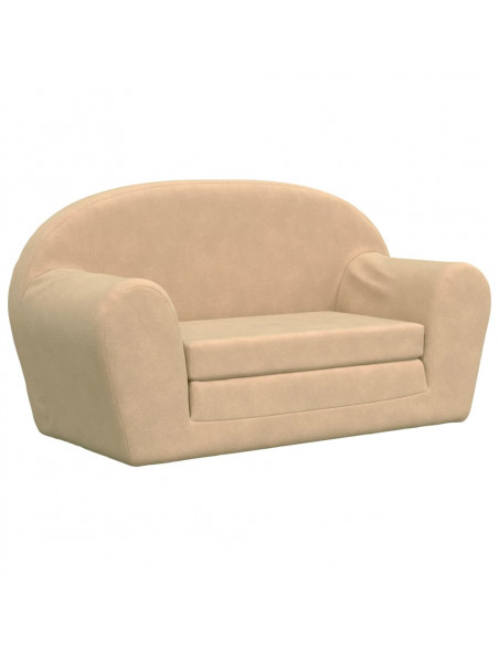 Divano Letto per Bambini a 2 Posti Crema in Morbido Peluche