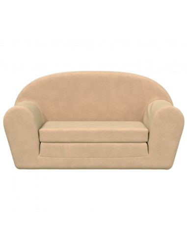 Divano Letto per Bambini a 2 Posti Crema in Morbido Peluche