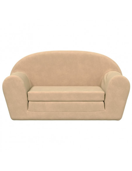 Divano Letto per Bambini a 2 Posti Crema in Morbido Peluche