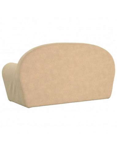 Divano Letto per Bambini a 2 Posti Crema in Morbido Peluche