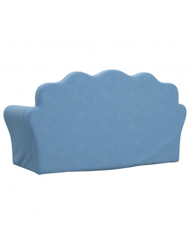 Divano Letto per Bambini a 2 Posti Blu in Morbido Peluche