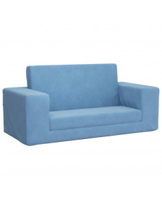 Divano Letto per Bambini a 2 Posti Blu in Morbido Peluche