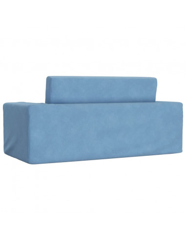 Divano Letto per Bambini a 2 Posti Blu in Morbido Peluche