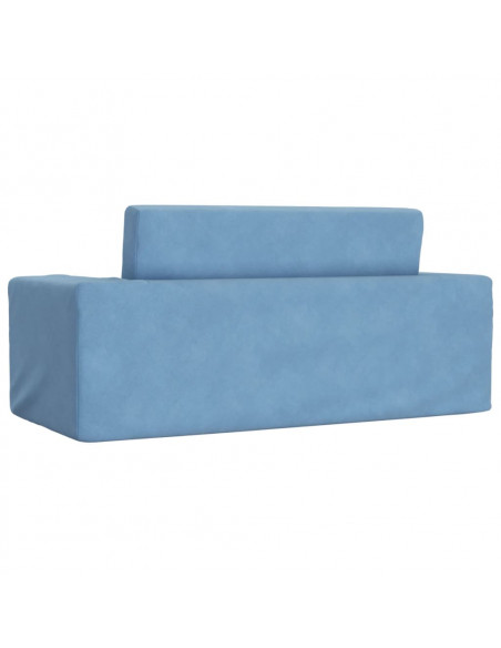Divano Letto per Bambini a 2 Posti Blu in Morbido Peluche