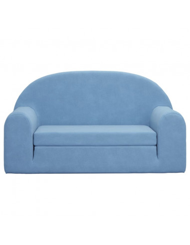Divano Letto per Bambini a 2 Posti Blu in Morbido Peluche