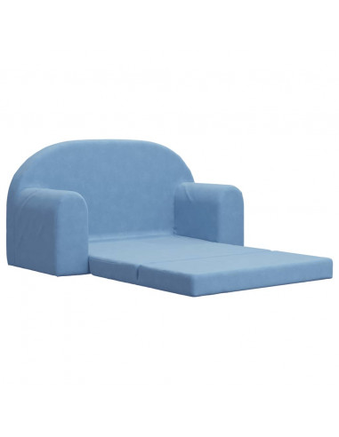 Divano Letto per Bambini a 2 Posti Blu in Morbido Peluche