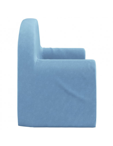 Divano Letto per Bambini a 2 Posti Blu in Morbido Peluche