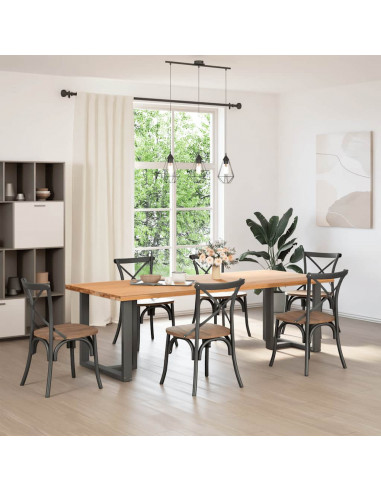 Gambe Tavolo Pranzo a T 2pz Antracite 80x35x(72-73) cm Acciaio