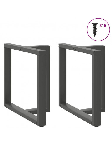 Gambe Tavolo Pranzo a T 2pz Antracite 80x35x(72-73) cm Acciaio