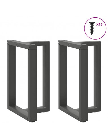 Gambe Tavolo Pranzo a T 2pz Antracite 50x35x(72-73)cm Acciaio