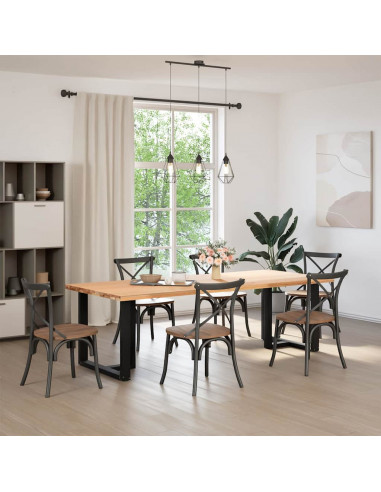 Gambe Tavolo Pranzo a Forma T 2pz Nero 80x35x(72-73) cm Acciaio