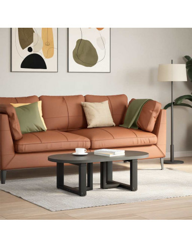 Gambe Tavolino da Caffè a T 2 pz Nero 50x25x(30-31) cm Acciaio